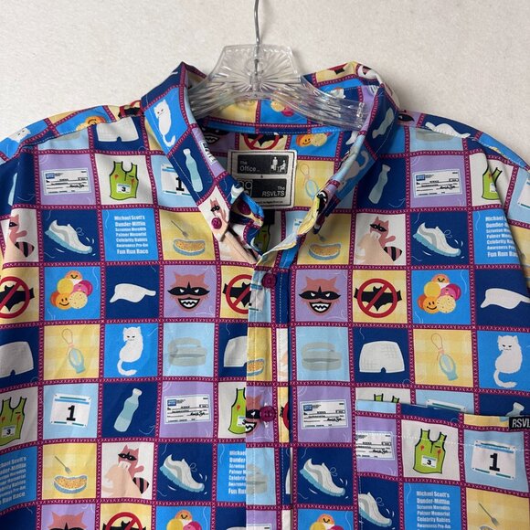 RSVLTS THE OFFICE shirt men XL Rabies Quilt Race for the cure multicolor - Picture 2 of 4